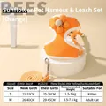 Adjustable orange sunflower cat harness with breathable mesh vest and leash set - S (Suggest 1.5-3kg) / Orange (With Leash)