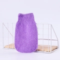 Purple exfoliating shower glove with woven texture leaning on a white mesh rack - Single Loose Pack (Full Wrap Style) / Purple