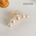 Elegant large 10cm pearl hair claw clip with clear acrylic base and gold spring - Large (4x10cm) / Clear Artificial Pearl
