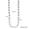 Collana a maglie a ferro di cavallo in acciaio inossidabile con zirconi quadrati - CK713-Collana con Pietra Centrale / Colore Acciaio (Zircone Bianco)