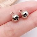 Pair of small silver alloy bell pendants for DIY jewelry making and phone charms - 8mm / White Gold