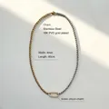 Macro shot of two-tone box chain with crystal oval pendant and 18K PVD gold plating - Gold Two Tone Oval Zirconia Necklace