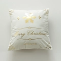 Witte kerstkussensloop met gouden Merry Christmas tekst en sneeuwvlok printjes - Stijl 1-Sneeuwvlok Typografie / Met 400g Katoenen Kern