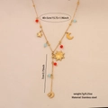 Collana a Y in acciaio dorato con ciondoli celesti e perline colorate - 3# Stella Luna