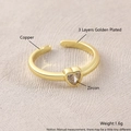 Bague ajustable en cuivre plaqué or avec zircon en forme de cœur, design léger 1,6g - Cœur