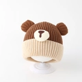 Détail de la doublure en coton doux et de la maille épaisse de ce bonnet pour bébé - 50cm(1-2 Ans) / Café
