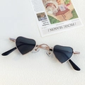 Kids heart shaped sunglasses with gold metal frame and dark lenses on white background - Gold Grey