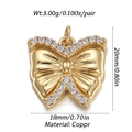 Detailed view of zircon bow butterfly pendant with 20mm height and 18mm width dimensions - YSN008-06 Gold Edge Zircon Butterfly