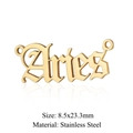 Golden Aries zodiac pendant in stainless steel, measuring 8.5x23.3mm on white background - Gold-Aries