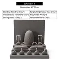 Gray velvet jewelry display set including earring stands, ring holders and base plate - ED072 Display Set 4