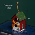 Casetta di Natale in metallo con pupazzo di neve, decorazione per albero di 9cm con corda - Pupazzo di neve