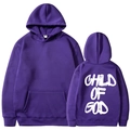 Purple hooded sweatshirt featuring kangaroo pocket and back white letter art print - S / Purple
