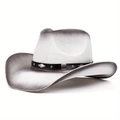 Classic Western ombré straw cowboy hat with a studded leather band and gradient finish - One Size / White (Ombre Grey/Rivet Band)