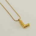 Golden snake chain necklace with an inflatable 3D bubble letter L pendant charm - Letter L / Gold