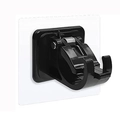 Adhesive black plastic curtain rod holder with strong metal spring tension clip - 1 Piece / Black