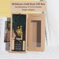 Dried yellow rose gift set in black vintage glass bottle with kraft paper box packaging - Golden Layered Rose