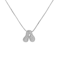 Silver 18k brass bubble letter A necklace with micro-pave cubic zirconia crystals - Letter A / Silver