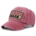 Casquette de baseball rétro en coton délavé rouge rose avec broderie Miami Beach - Réglable / Bordeaux lavé