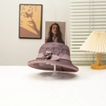 Elegante cappello da pescatore estivo da donna rosa loto con fiocco e tesa protettiva - Cammello