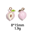 Macro shot of 8x15mm pink peach fruit alloy pendants with size and weight details - No.2-Peach