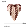 Spilla cuore elegante con strass rossi e nappe, altezza 6.5cm e peso di 9g - Oro - Strass Rosso