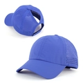 Royal blue quick-dry baseball cap for women with laser-cut vents and ponytail hole - Adjustable / Sapphire Blue