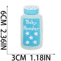 Dettaglio toppa ricamata blu polvere per bambini con misure precise 6cm x 3cm per abiti - Stile Borotalco (C23XX-095-22)