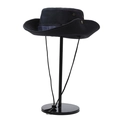 Wide brim black outdoor sun hat with adjustable wind cord and breathable mesh - Navy Blue