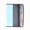 Organizer per documenti bicolore blu e grigio con doppia cerniera e 13 scomparti - Blu trasparente