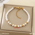 Bracciale di perle barocche con perline in acciaio inossidabile dorato, 19cm - Oro (5mm)