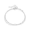 Bracciale a doppia catena in acciaio inossidabile con singola perla bianca rotonda - Color Acciaio