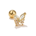 Golden butterfly stud earring with sparkling crystals and a secure screw back ball - Butterfly Stud (Screw Ball) / Gold