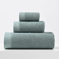 Three-piece grey-green cotton towel set with textured diamond weave and soft finish - Square Towel 35x35cm / Malachite green