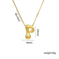 18k gold plated stainless steel balloon letter P pendant necklace with box chain - P Gold