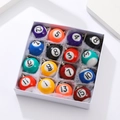 Set de 16 llaveros de bolas de billar en resina brillante con números del 1 al 15 - Billar N-473