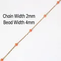 Golden 2mm stainless steel chain with 4mm orange beads for DIY jewelry making - 1# Chain Per Meter / Orange