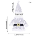Miniature Santa suit wine bottle cover set in white plush with silver glitter accents - Gray