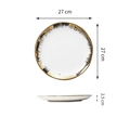 Minimalistischer weißer 27cm Keramikteller mit schwarzem und goldenem Randmuster - Seidenrand 10 Zoll (27 cm)