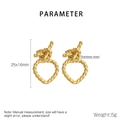 Detaillierte Maße der 25x16mm goldenen Herz-Knoten-Ohrringe aus Edelstahl - Gold (KE114505-K)
