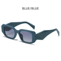 Chunky blue square frame sunglasses with gradient blue lenses in a retro fashion style - Blue Frame Blue Gradient Lens