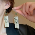 Chinesische Ohrringe mit Bambusmuster-Anhänger und grüner Perle für Damen - 16# Ohrhaken-Grün