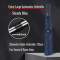 Automatic folding umbrella in navy blue with 125cm large diameter and double rib frame - 27-inch 10-rib Automatic Umbrella Navy Blue 125cm Diameter At The Base. / Gift Box Not Included