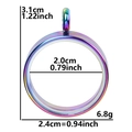 Rainbow plated stainless steel round glass locket pendant with dimensions and weight - Inner Diameter 20mm - Cavity Thickness 3.5mm / Colorful