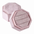 Octagon pink velvet triple ring box with soft plush texture for jewelry storage - Triple Ring Box / Light Pink