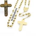Collier chapelet doré en acier inoxydable avec croix gravée et lien de la Vierge - Or (KN117711-Z)