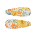 Paire de barrettes BB en tissu fleuri avec bordures ondulées pour filles - Barrette Fleurie (Lot de 2) / Fleuri Multicolore Rétro