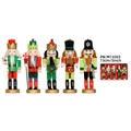 Set di cinque statuine schiaccianoci in legno da 13 cm con vari ornamenti natalizi - M13503 Set da 5 Pezzi