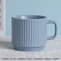 Minimalist light blue striped ceramic mug with square handle and 260ml capacity - Fog Blue