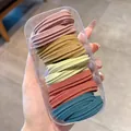 5-pack matte Morandi color high-elasticity braided hair ties in clear storage box - 10 Pieces in Box / 8# Forest Style Horizontal Stripe