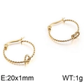 Pendientes de aro de nudo dorado trenzado, acabado pulido, medida de 20mm de diámetro - Dorado 20mm (KE95002-KFC)